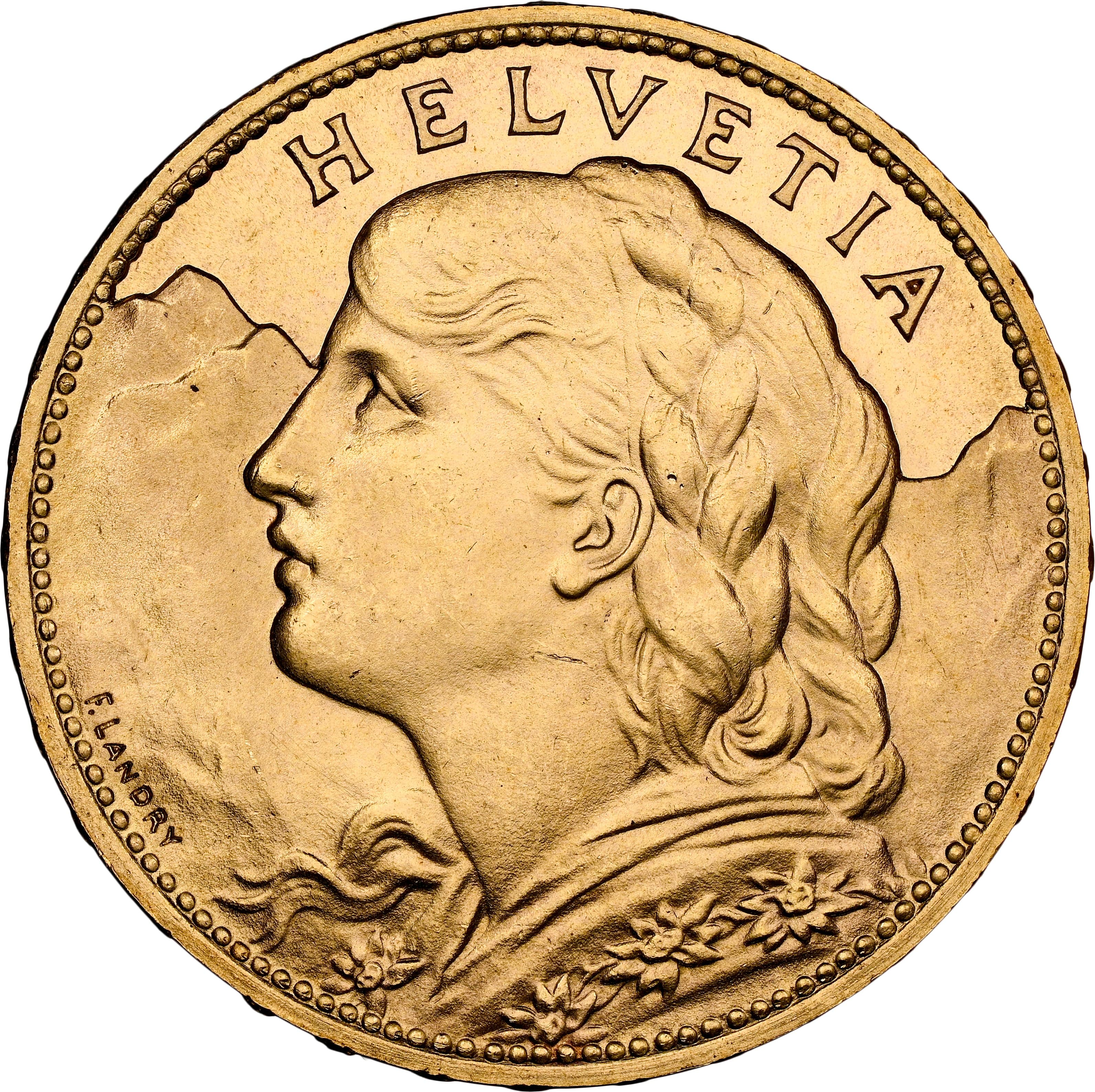 分類金貨【金貨】1935 スイス 20フラン ブレネリ PCGS MS65