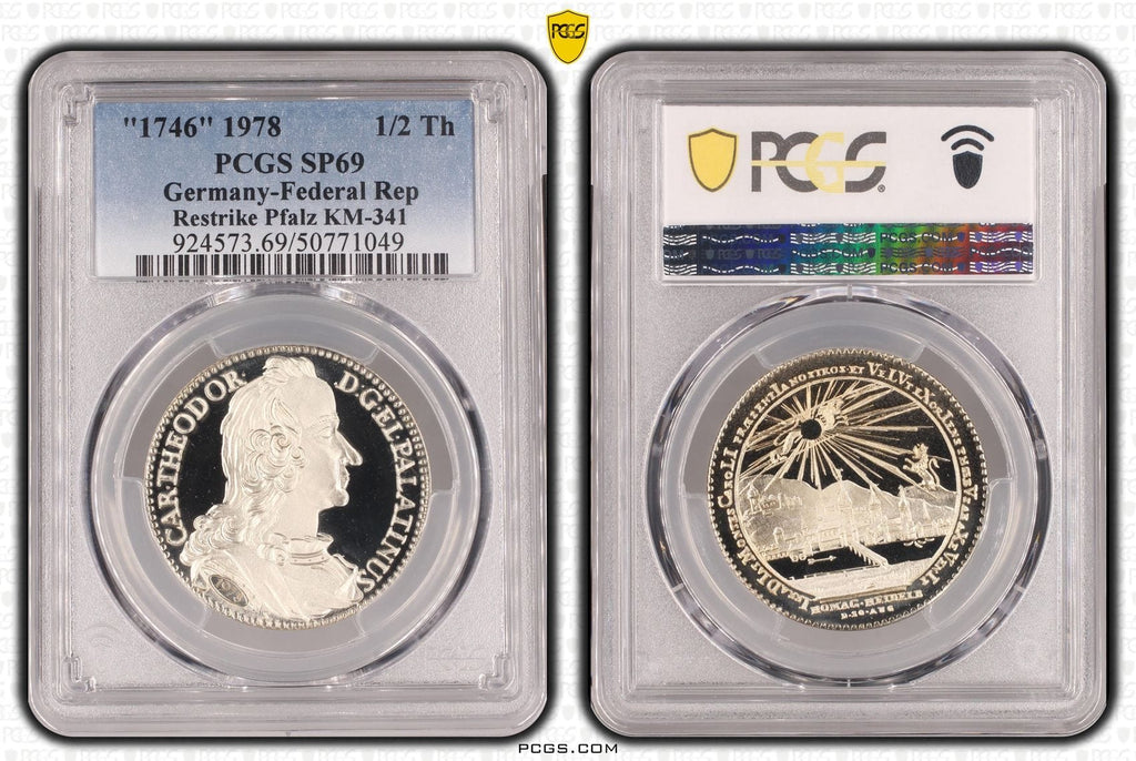 #アンティークコインギャラリア 1746年(1978年) ドイツ プファルツ ハーフターラー銀貨 リストライク PCGS SP69