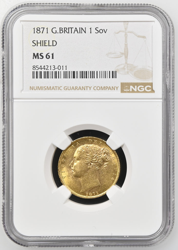 1871年 イギリス ヴィクトリア ソヴリン金貨 シールド ダイナンバー29 NGC MS61