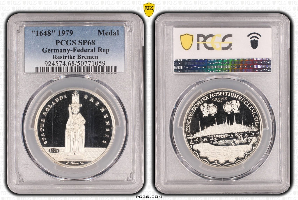 #アンティークコインギャラリア 1648年(1979年) ドイツ ブレーメン 銀メダル リストライク PCGS SP68