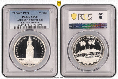 #アンティークコインギャラリア 1648年(1979年) ドイツ ブレーメン 銀メダル リストライク PCGS SP68