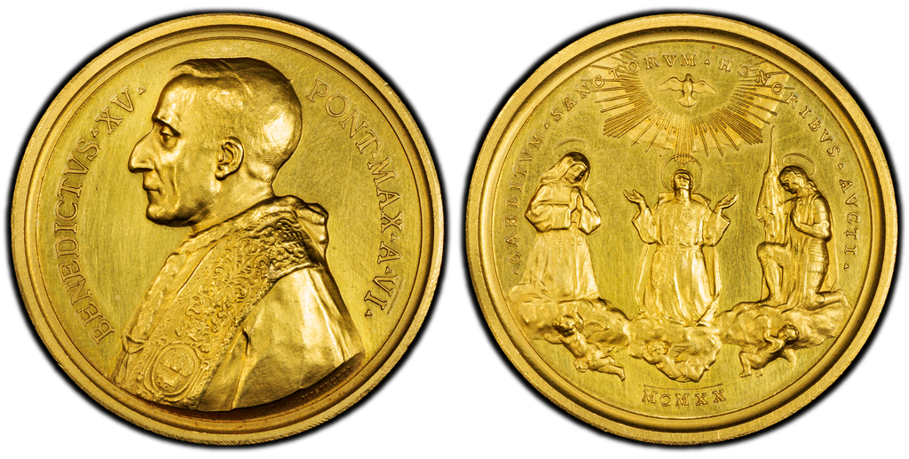1919年 バチカン ベネディクト15世 金メダル 53.90g PCGS SP61
