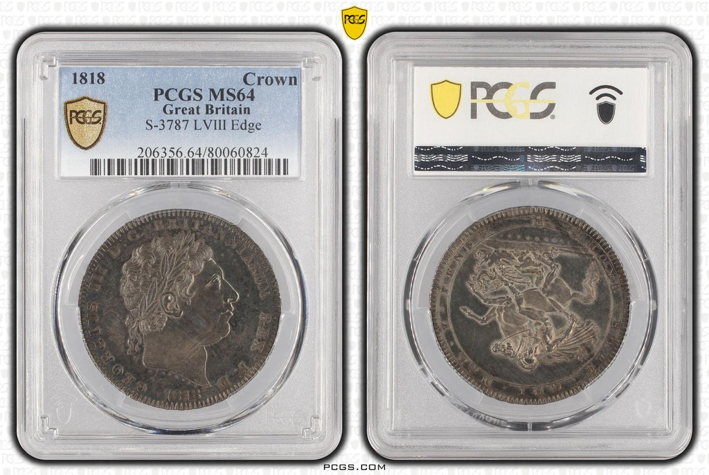 #アンティークコインギャラリア 1818年 イギリス ジョージ3世 クラウン銀貨 PCGS MS64