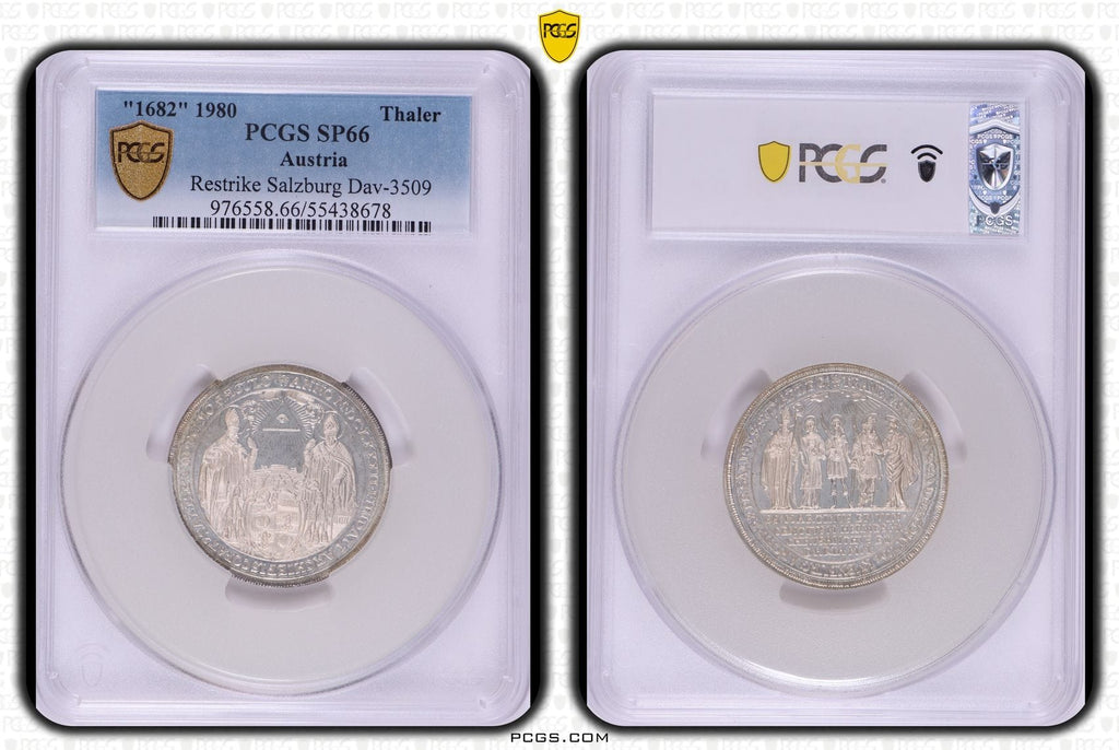#アンティークコインギャラリア 1682年(1980年) オーストリア ザルツブルク ターラー銀貨 リストライク PCGS SP66
