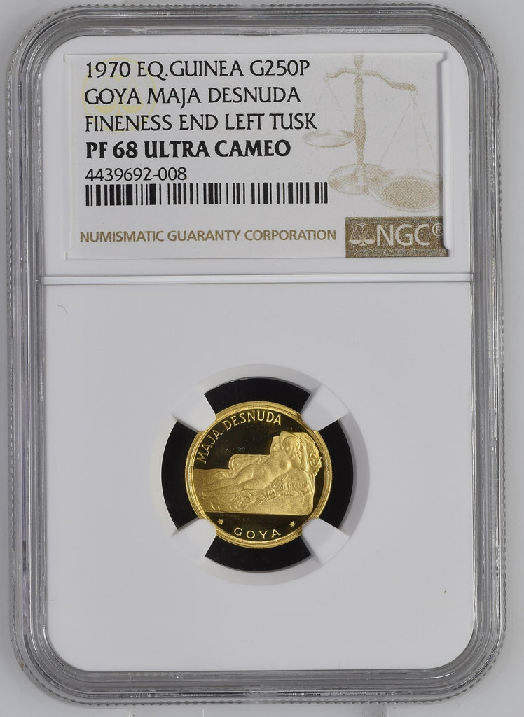 1970年 赤道ギニア 裸のマハ 250ペセタ金貨 NGC PF68UCAM