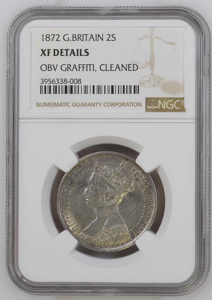 1872年 イギリス ヴィクトリア フローリン(2シリング)銀貨 NGC XF Details
