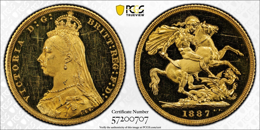 #アンティークコインギャラリア 1887年 イギリス ヴィクトリア ジュビリーヘッド プルーフソヴリン金貨  PCGS PR62DCAM