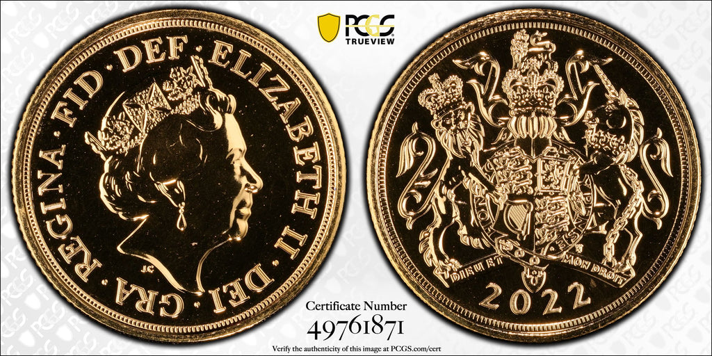 2022年 イギリス エリザベス2世 プラチナ・ジュビリー ソヴリン金貨 PCGS MS69