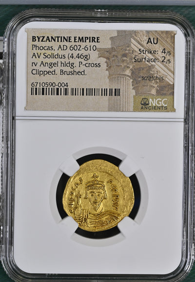 602-610年 ビザンツ帝国 フォカス帝 ソリドゥス金貨 NGC AU 4/5 - 2/5