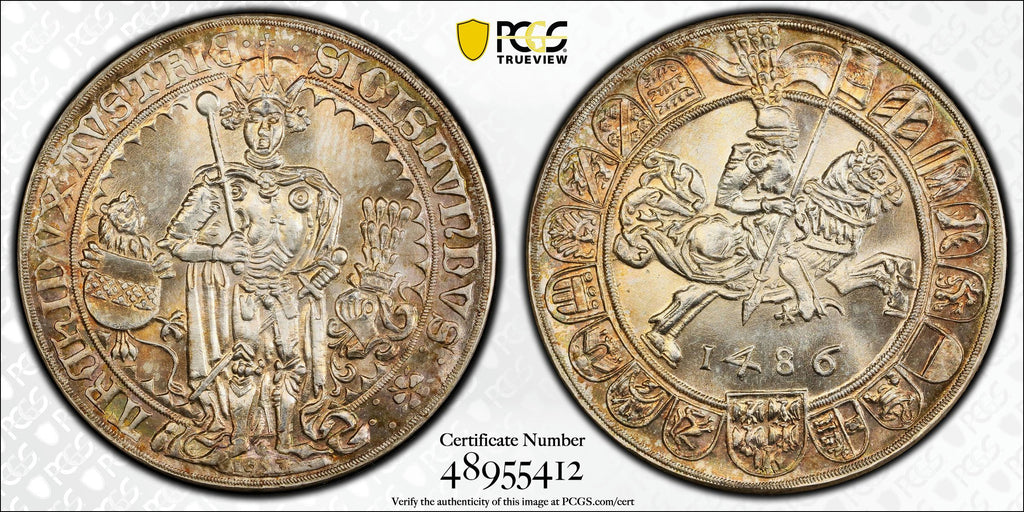 1486年銘 1953年 オーストリア グルデン銀貨 リストライク PCGS MS67