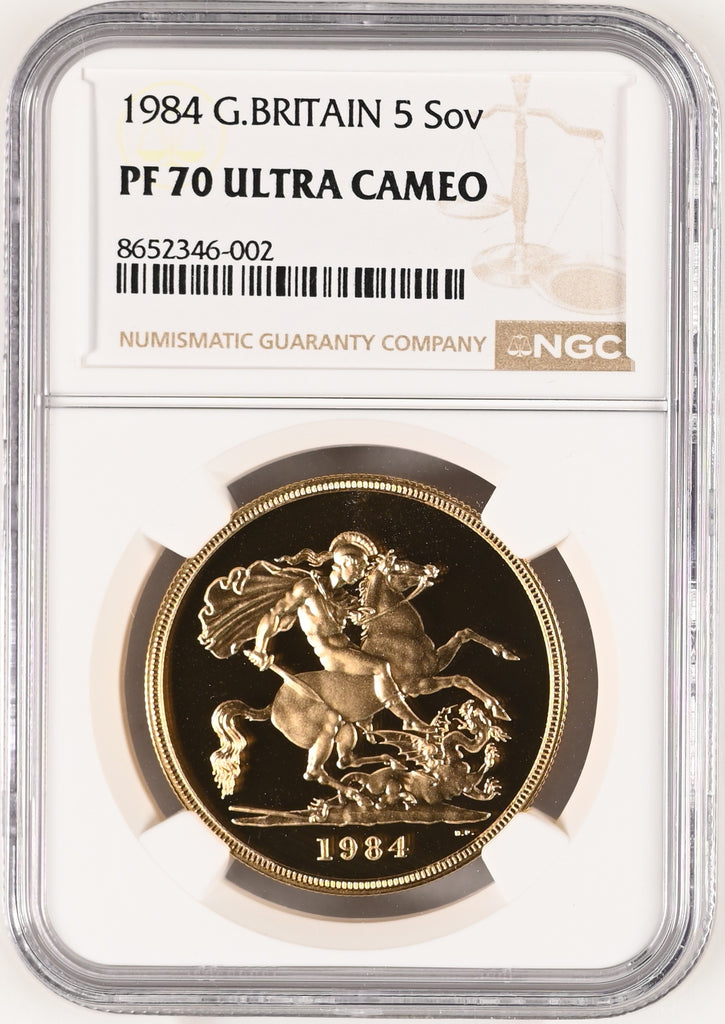 1984年 イギリス エリザベス2世 2ndポートレート 5ポンド金貨 NGC PF70UCAM