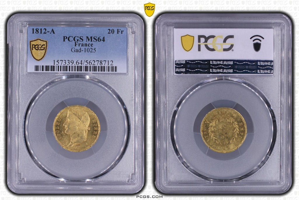 1812年A フランス ナポレオン1世 20フラン金貨 PCGS MS64