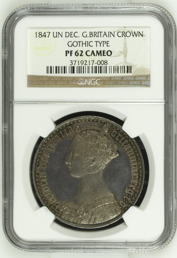 1847年 イギリス ヴィクトリア女王 ゴシッククラウン銀貨 アンデシモエッジ NGC PF62CAM