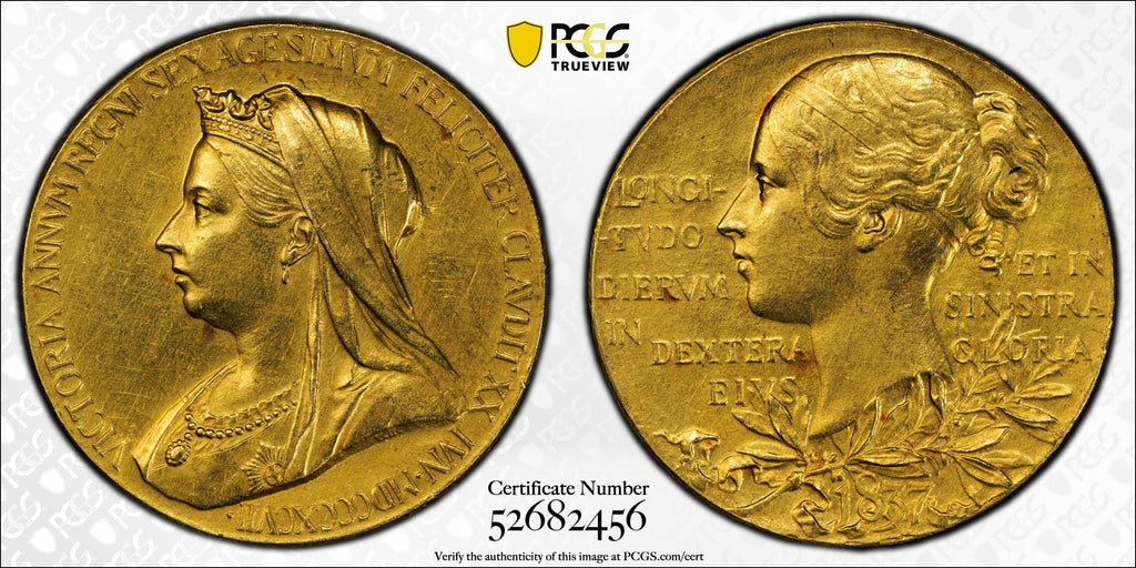 #アンティークコインギャラリア 1897年 イギリス ヴィクトリア女王 ダイヤモンドジュビリー 金メダル PCGS SP61