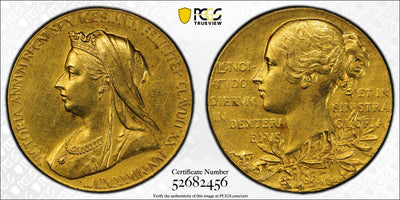 #アンティークコインギャラリア 1897年 イギリス ヴィクトリア女王 ダイヤモンドジュビリー 金メダル PCGS SP61