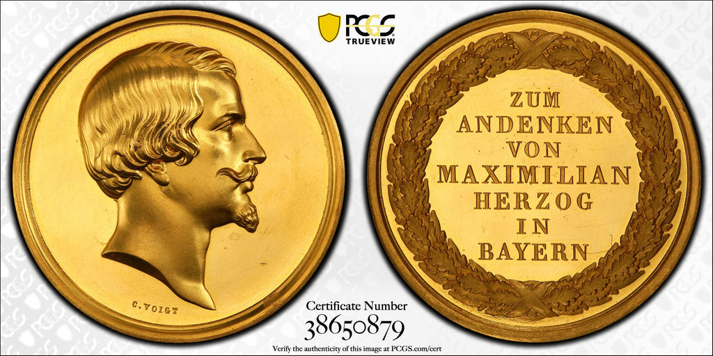 1871年 ドイツ バイエルン マクシミリアン・ヨーゼフ・イン・バイエルン 金メダル PCGS SP62+