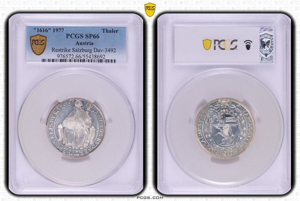 #アンティークコインギャラリア 【Top Pop】1616年(1977年) オーストリア ザルツブルク ターラー銀貨 リストライク PCGS SP66