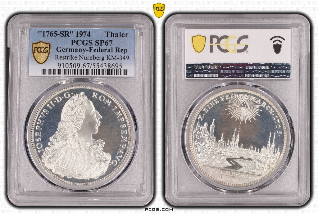 #アンティークコインギャラリア 【Top Pop】1765年(1974年) ドイツ ニュルンベルク ターラー銀貨 リストライク PCGS SP67