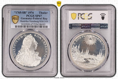 #アンティークコインギャラリア 【Top Pop】1765年(1974年) ドイツ ニュルンベルク ターラー銀貨 リストライク PCGS SP67