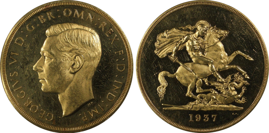 1937年 イギリス ジョージ6世 5ポンド金貨 PCGS PR63CAM