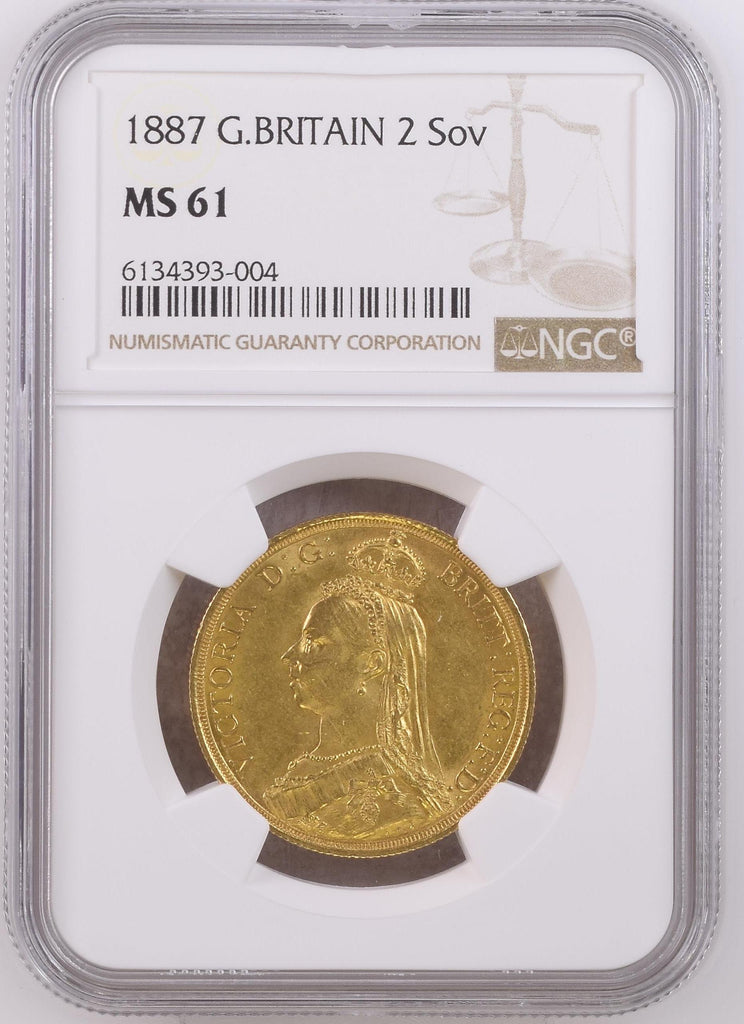 1887年 イギリス ヴィクトリア ジュビリーヘッド 2ソヴリン金貨 NGC MS61