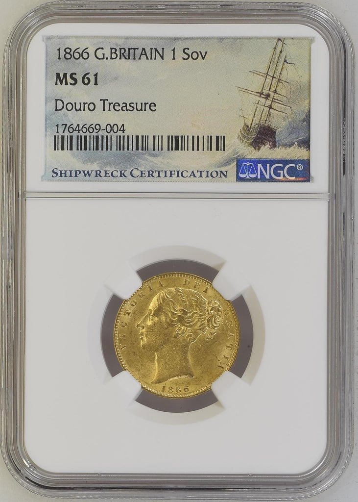 1866年 イギリス ヴィクトリア ソヴリン金貨 シールド ドウロトレジャー MS61 ダイナンバー65