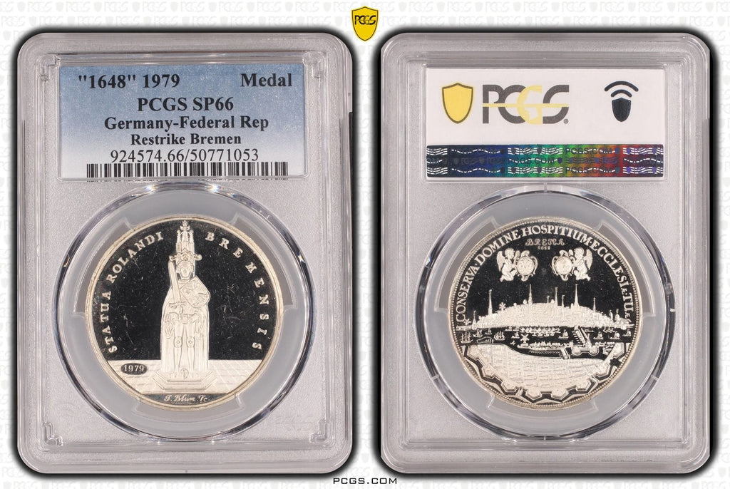 #アンティークコインギャラリア 1648年(1979年) ドイツ ブレーメン 銀メダル リストライク PCGS SP66