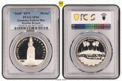 #アンティークコインギャラリア 1648年(1979年) ドイツ ブレーメン 銀メダル リストライク PCGS SP66