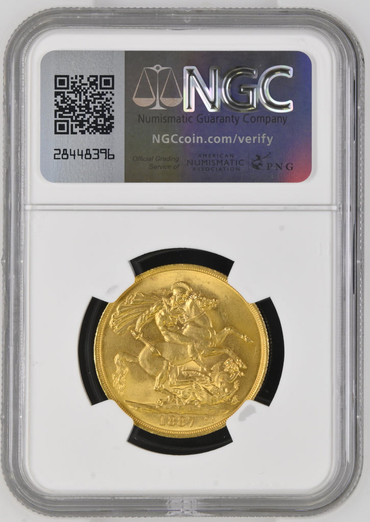 1887年 イギリス ヴィクトリア ジュビリーヘッド 2ポンド金貨 NGC MS63