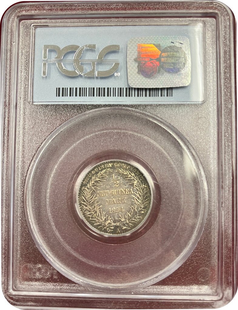 1894年 ドイツ領ニューギニア ヴィルヘルム2世 極楽鳥 1/2マルク銀貨