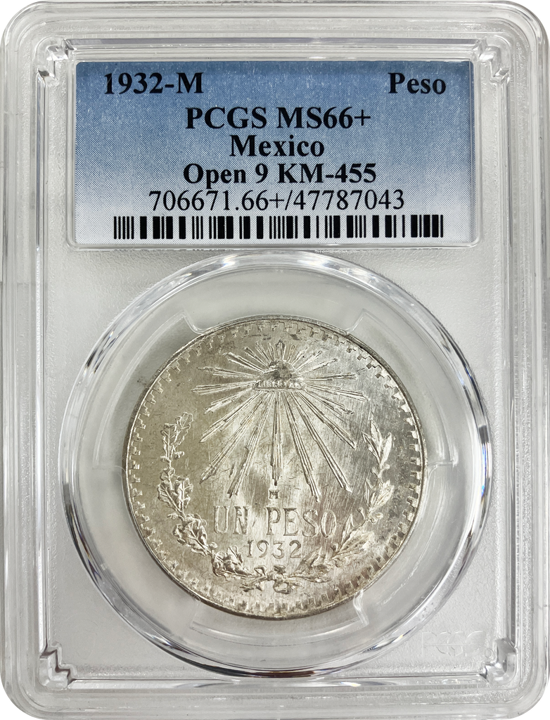 1932年 メキシコ ペソ銀貨 PCGS MS66+