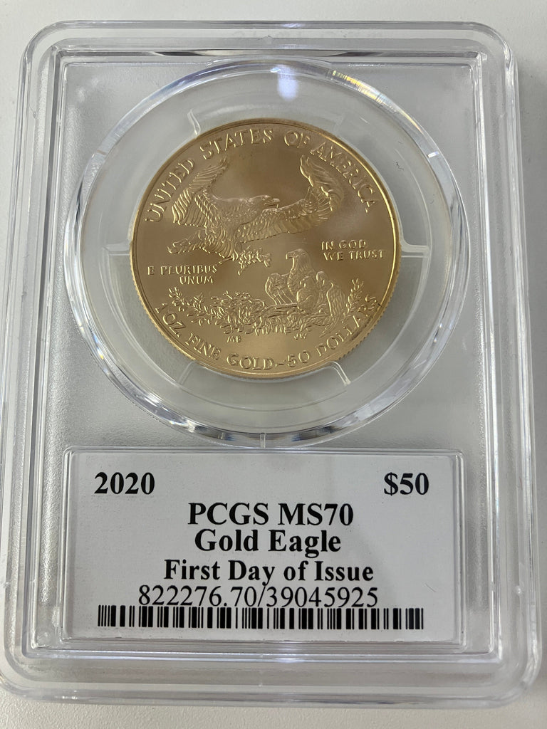 #アンティークコインギャラリア 2020年 アメリカ ダブルイーグル 50ドル金貨 First Day of Issue PCGS MS70