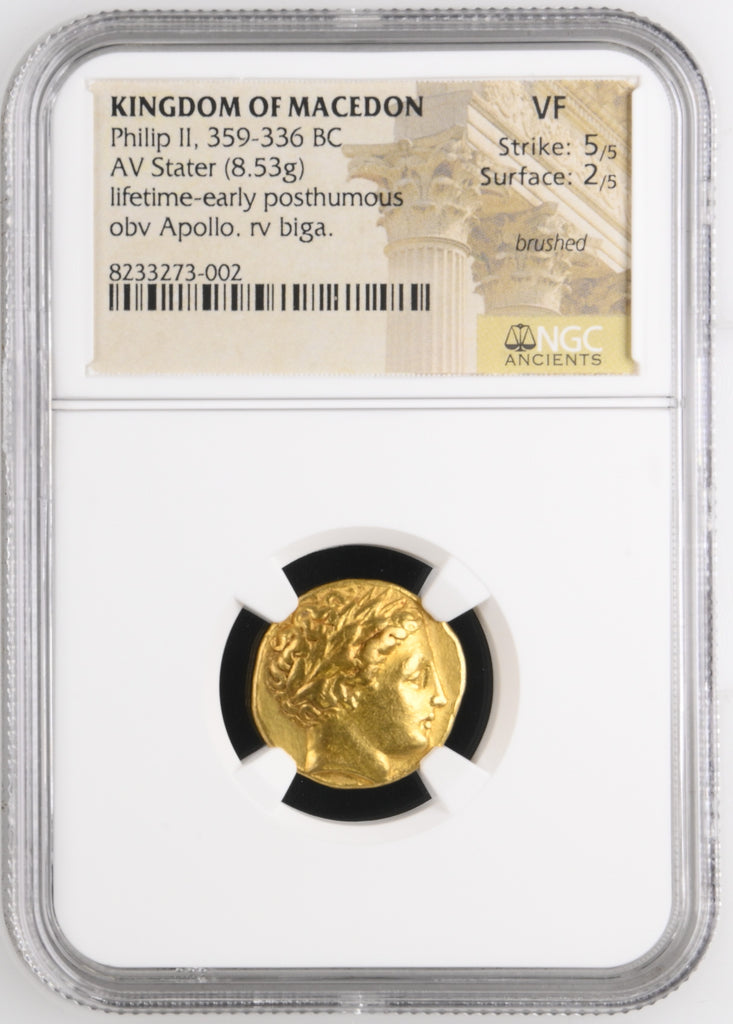 紀元前359-336年 古代マケドニア王国 フィリッポス2世 ステーター金貨 NGC VF 5/5-2/5 brushed