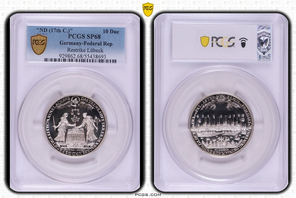#アンティークコインギャラリア ND1601-1700年（1976年） ドイツ リューベック 10ダカット銀貨 リストライク PCGS SP68