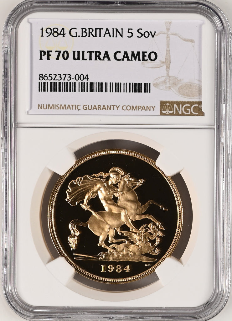 1984年 イギリス エリザベス2世 2ndポートレート 5ポンド金貨 PF70UCAM