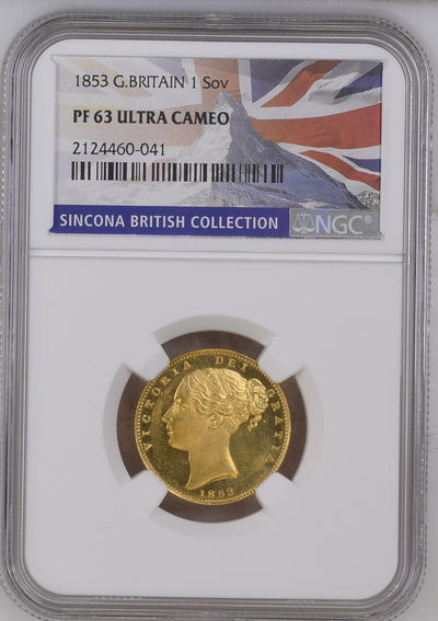 アンティークコインギャラリア 1853年 イギリス ヴィクトリア ヤングヘッド ソヴリン金貨 PF63UCAM