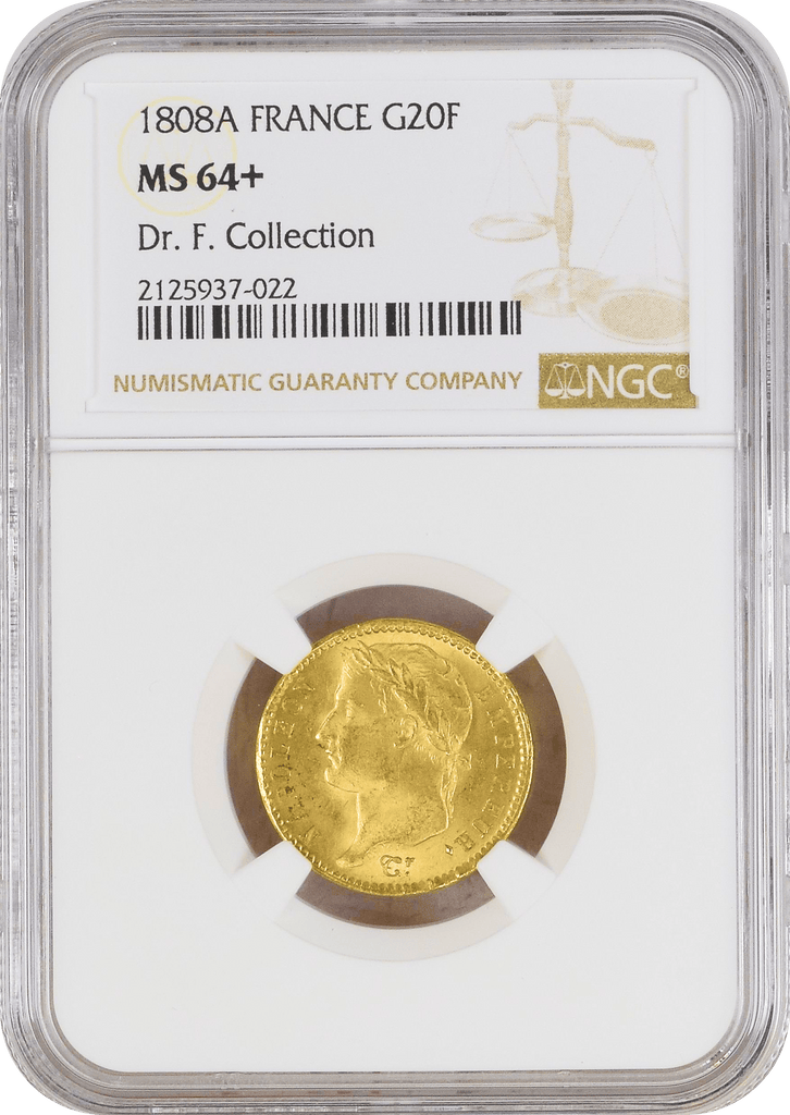 #アンティークコインギャラリア 1808年 フランス  ナポレオン1世 20フラン金貨 NGC MS64+