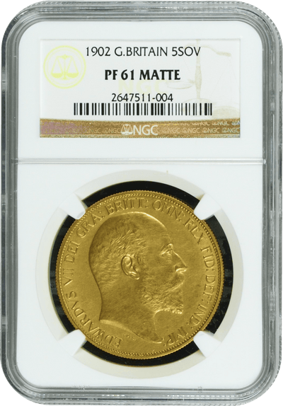 #アンティークコインギャラリア 1902年 イギリス エドワード7世 5ポンド金貨 PF61 MATTE