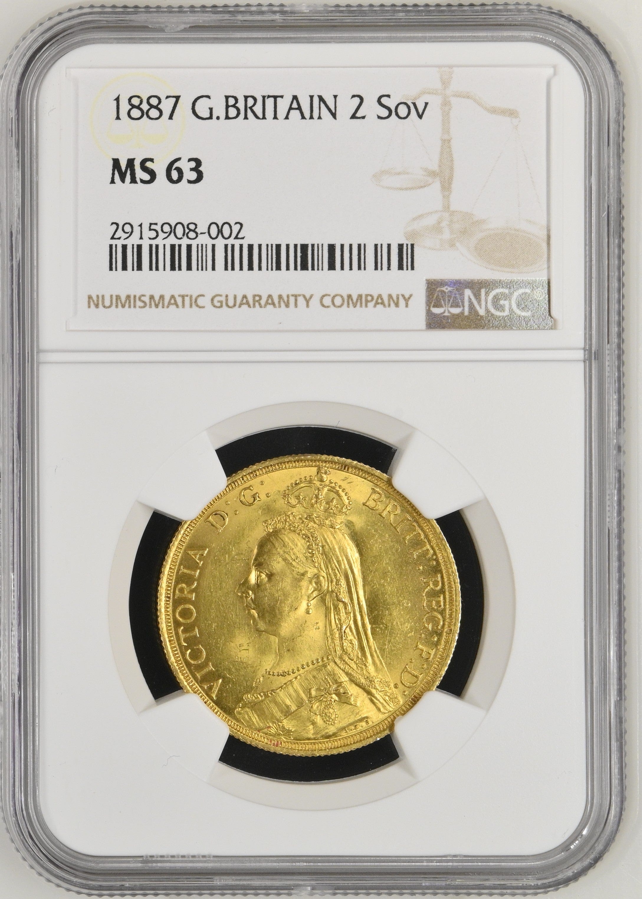 1887年 イギリス 2ソヴリン金貨 MS63 | アンティークコインギャラリア