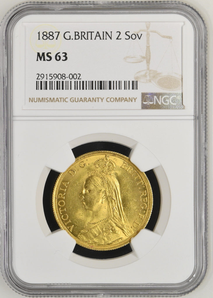 アンティークコインギャラリア 1887年 イギリス 2ソヴリン金貨 MS63