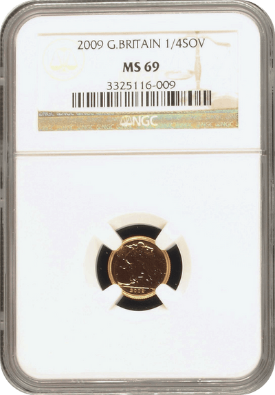 #アンティークコインギャラリア 2009年 イギリス エリザベス2世 1/4ソブリン金貨 MS69