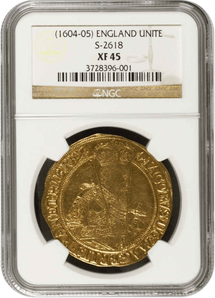 アンティークコインギャラリア 1604-5年 イギリス ジェームズ1世 ユナイト金貨 XF45