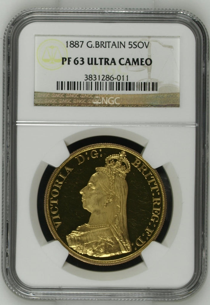 1887 イギリス ヴィクトリア女王 ジュビリーヘッド 5ポンド金貨 NGC PF63 ULTRA CAMEO