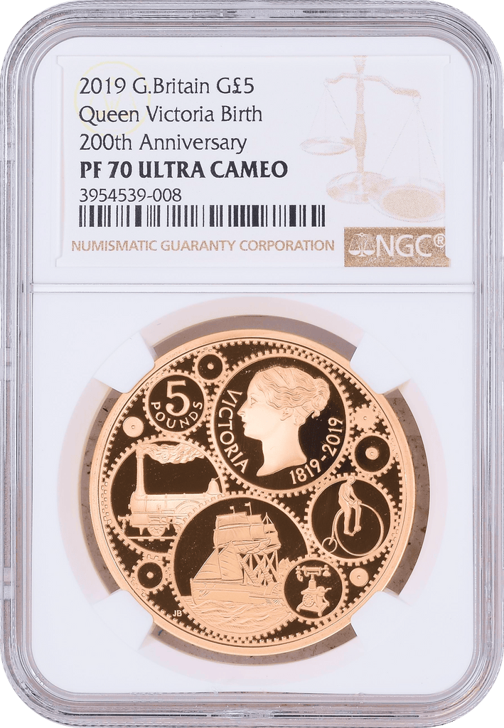 #アンティークコインギャラリア 【Top Pop】2019年 イギリス ヴィクトリア女王生誕200周年 5ポンド金貨 NGC PF70UCAM 箱付