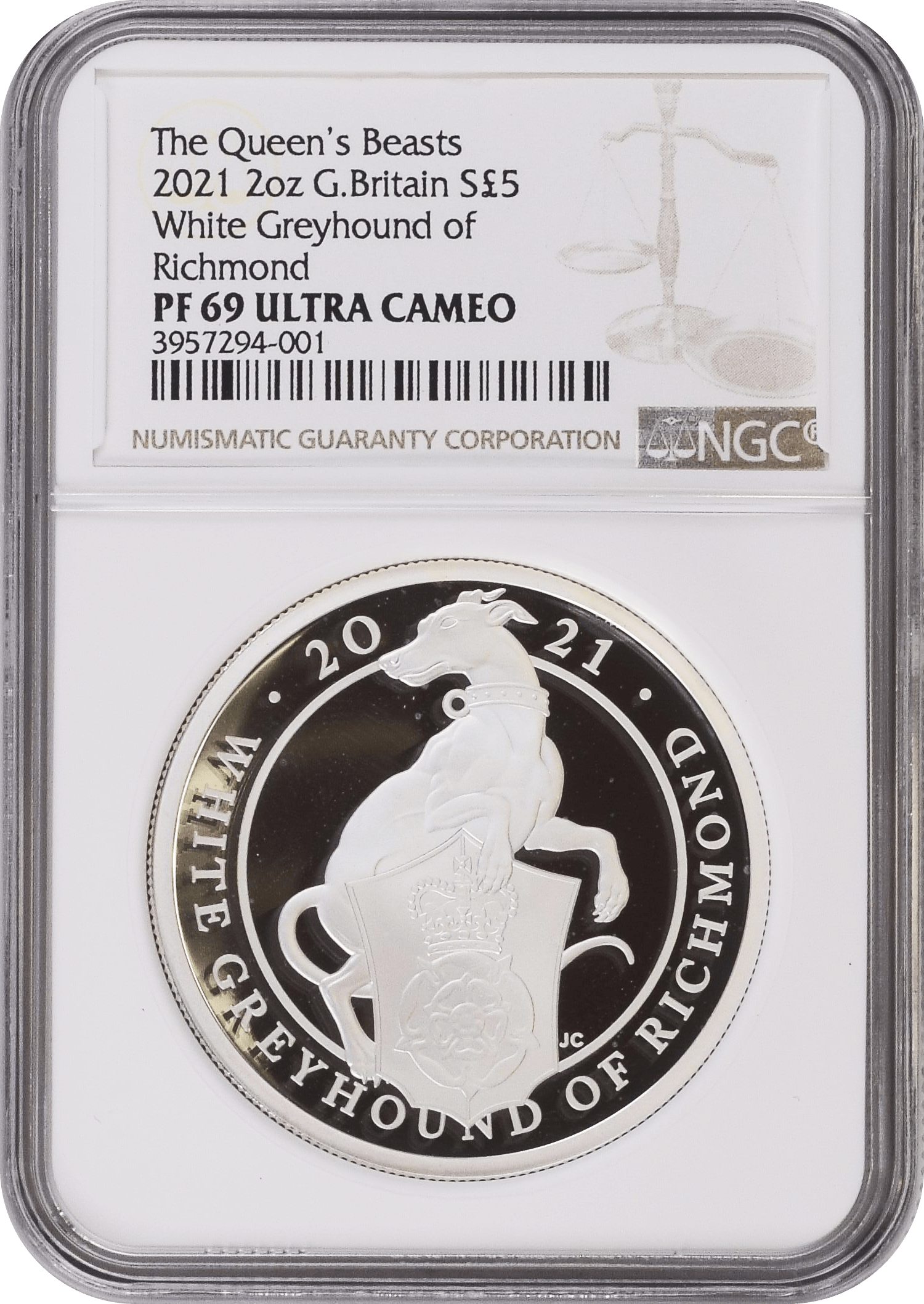 2021年 イギリス クイーンズビースト 2oz 銀貨 White Greyhound
