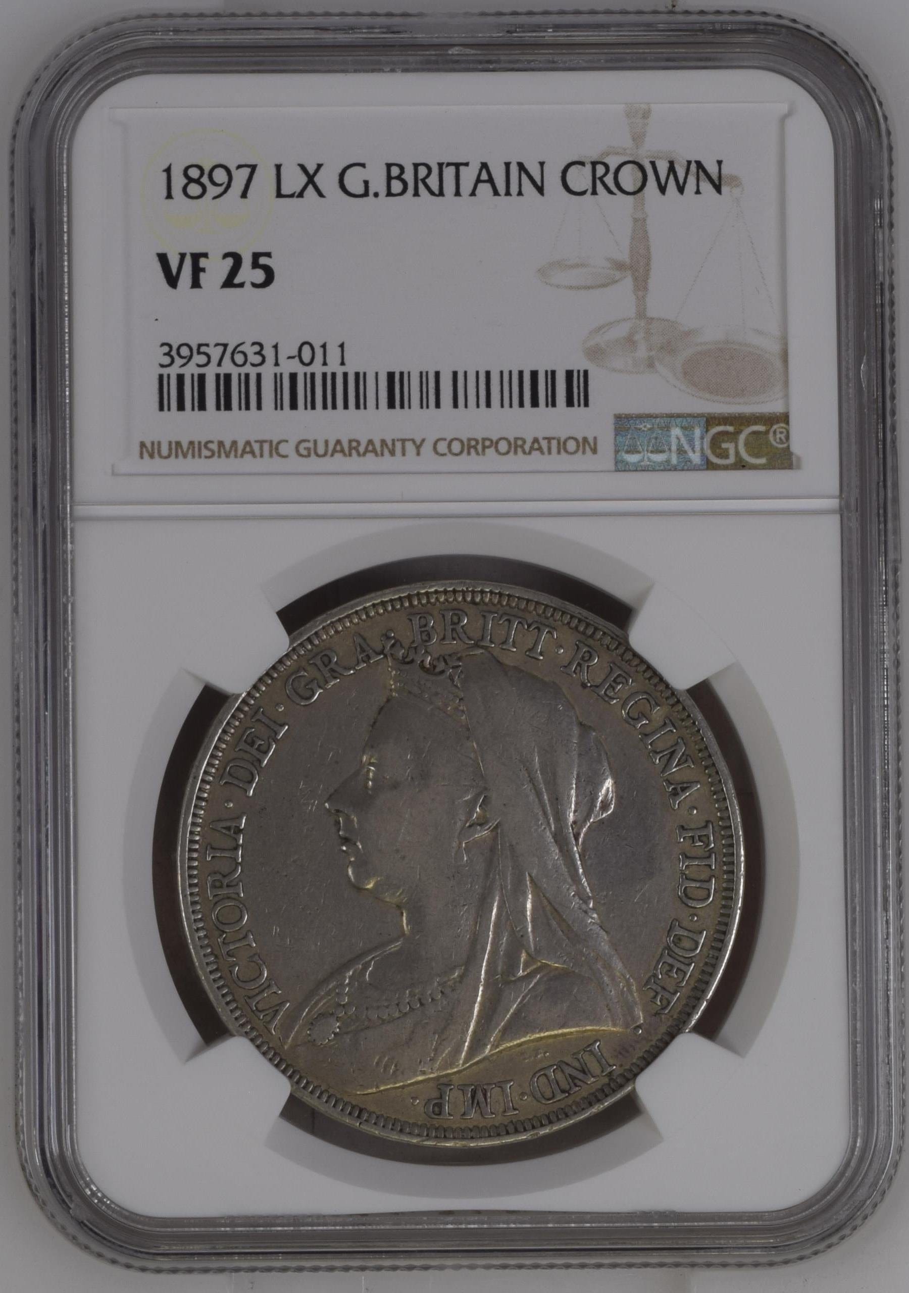 1897年 イギリス ヴィクトリアオールド クラウン銀貨 VF25 