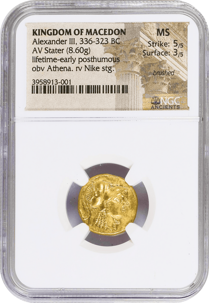 #アンティークコインギャラリア 紀元前336-323年 古代マケドニア王国 アレキサンダー3世 ステーター金貨 MS Strike: 5/5 Surface: 3/5 brushed