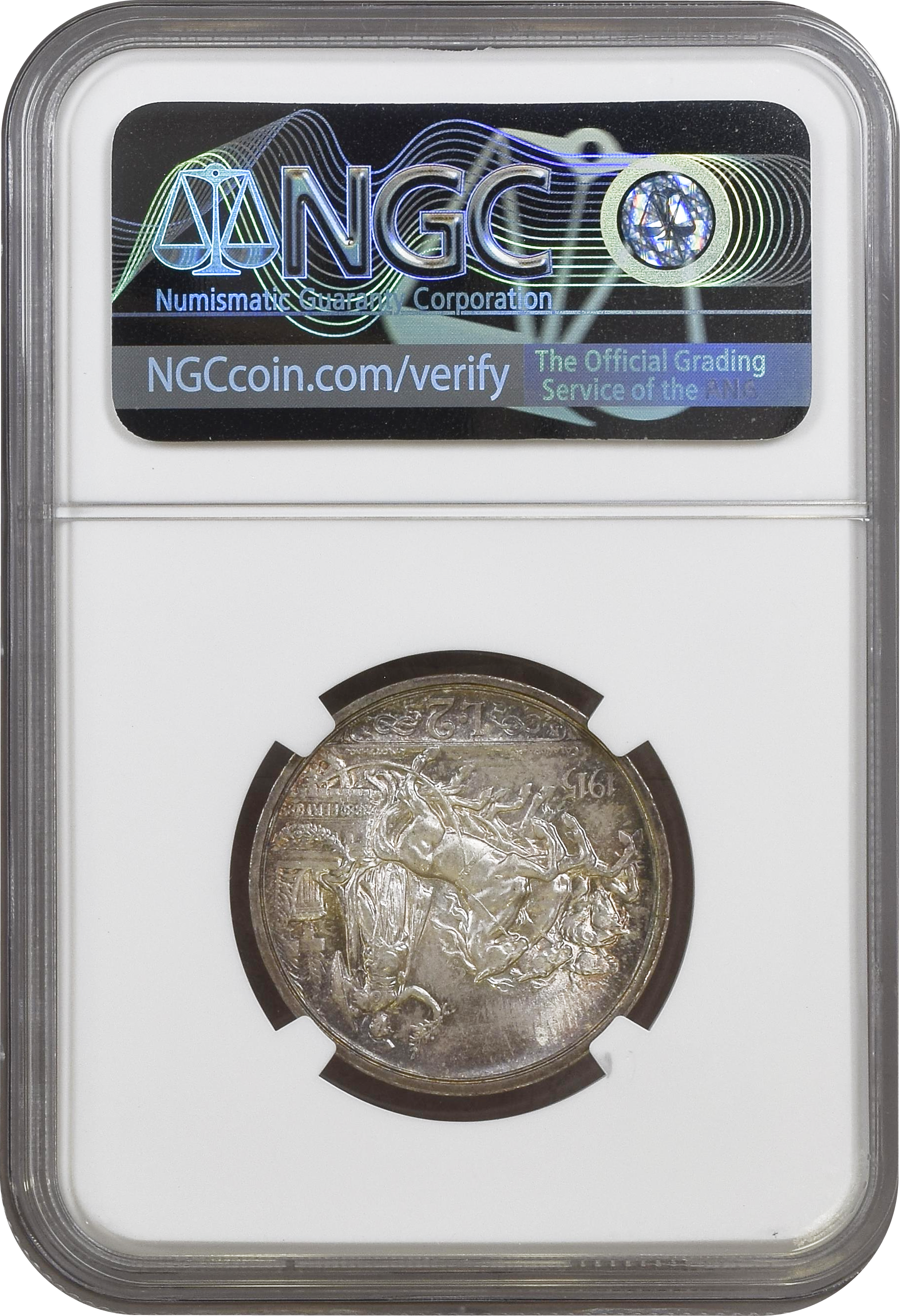 1915年 イタリア ヴィットーリオ・エマヌエーレ3世 2リレ銀貨 NGC MS65