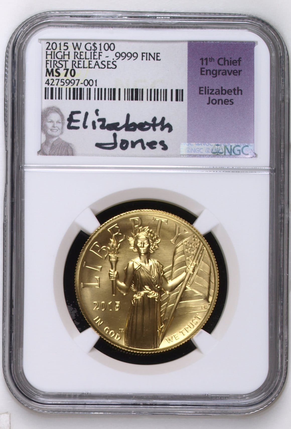 2015年 アメリカ 100ドル金貨 アメリカンリバティーシリーズ MS70 