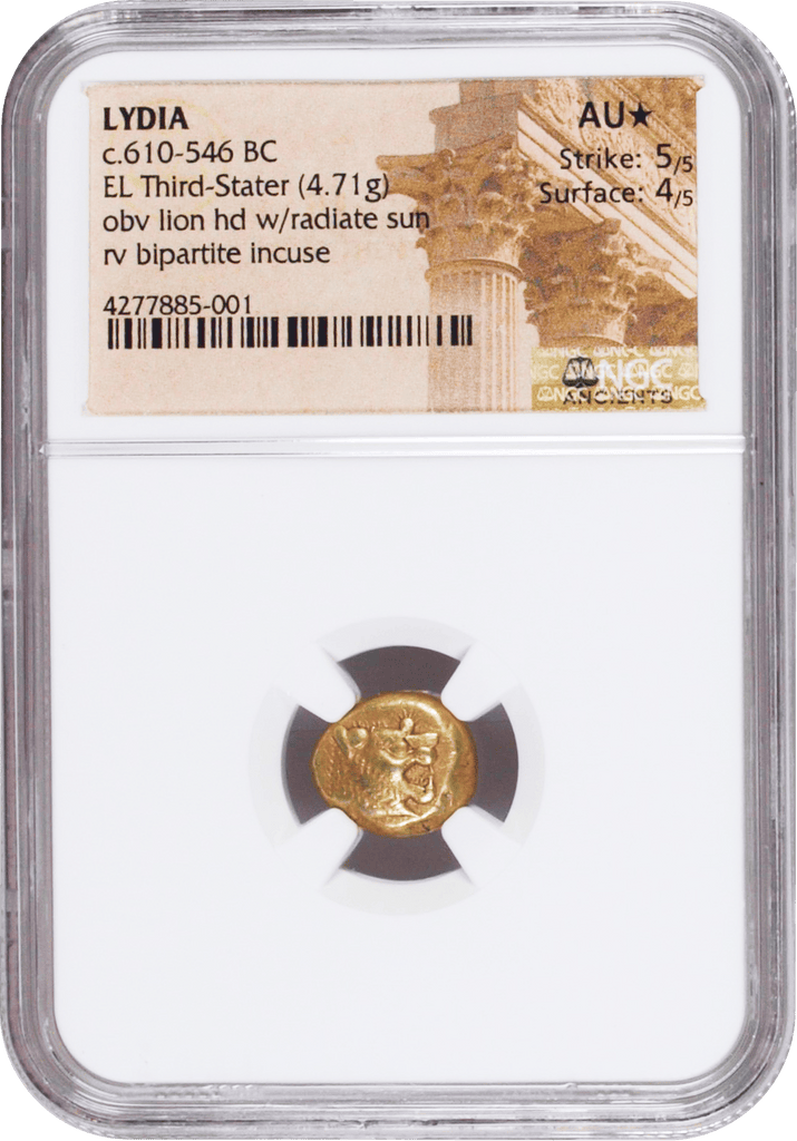 #アンティークコインギャラリア 古代 リディア王国 紀元前610-546年頃 1/3ステーター エレクトラム貨 NGC AU★  Strike: 5/5 Surface: 4/5